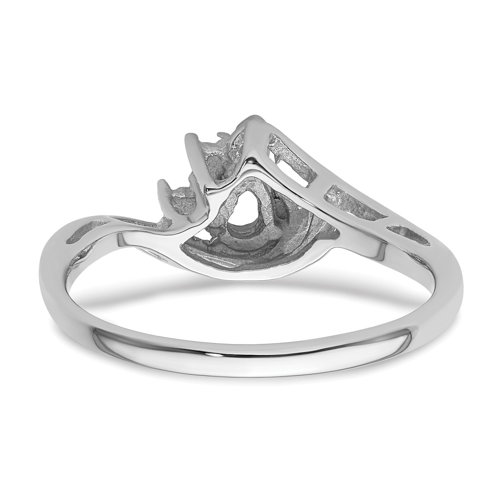 14k White Gold Holds 2-1.2mm Round Diamonds and 5x3mm Pear Gemstone Ring Mounting