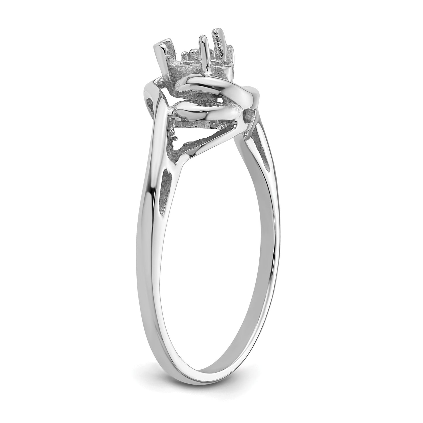 14k White Gold Holds 2-1.2mm Round Diamonds and 5x3mm Pear Gemstone Ring Mounting