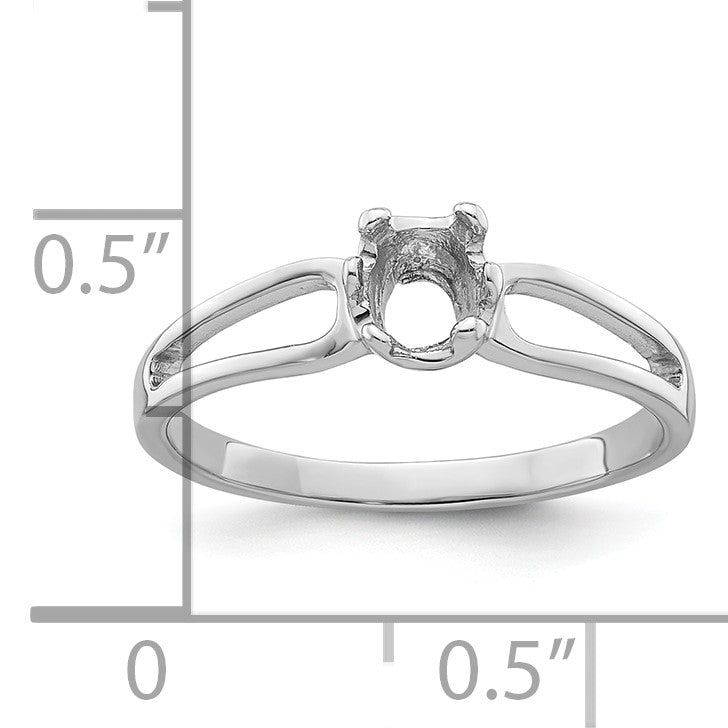 14k White Gold Holds 6x4mm Oval Gemstone Ring Mounting