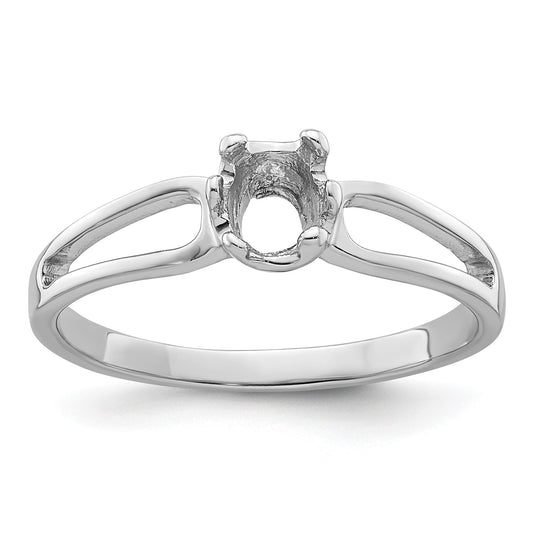 14k White Gold Holds 6x4mm Oval Gemstone Ring Mounting