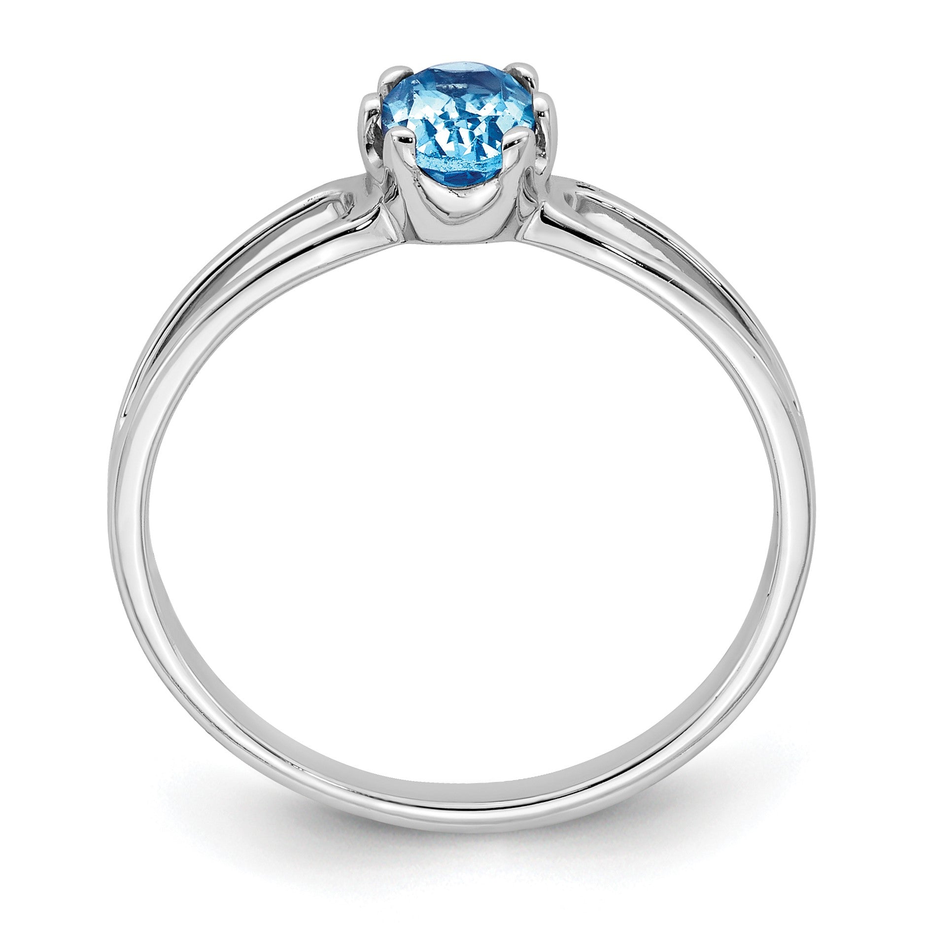 14k White Gold 6x4mm Oval Blue Topaz Ring