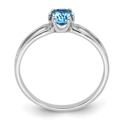14k White Gold 6x4mm Oval Blue Topaz Ring