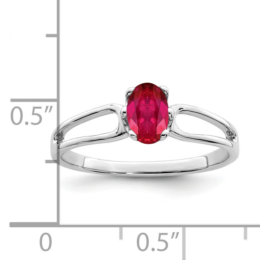 14k White Gold 6x4mm Oval Ruby Ring