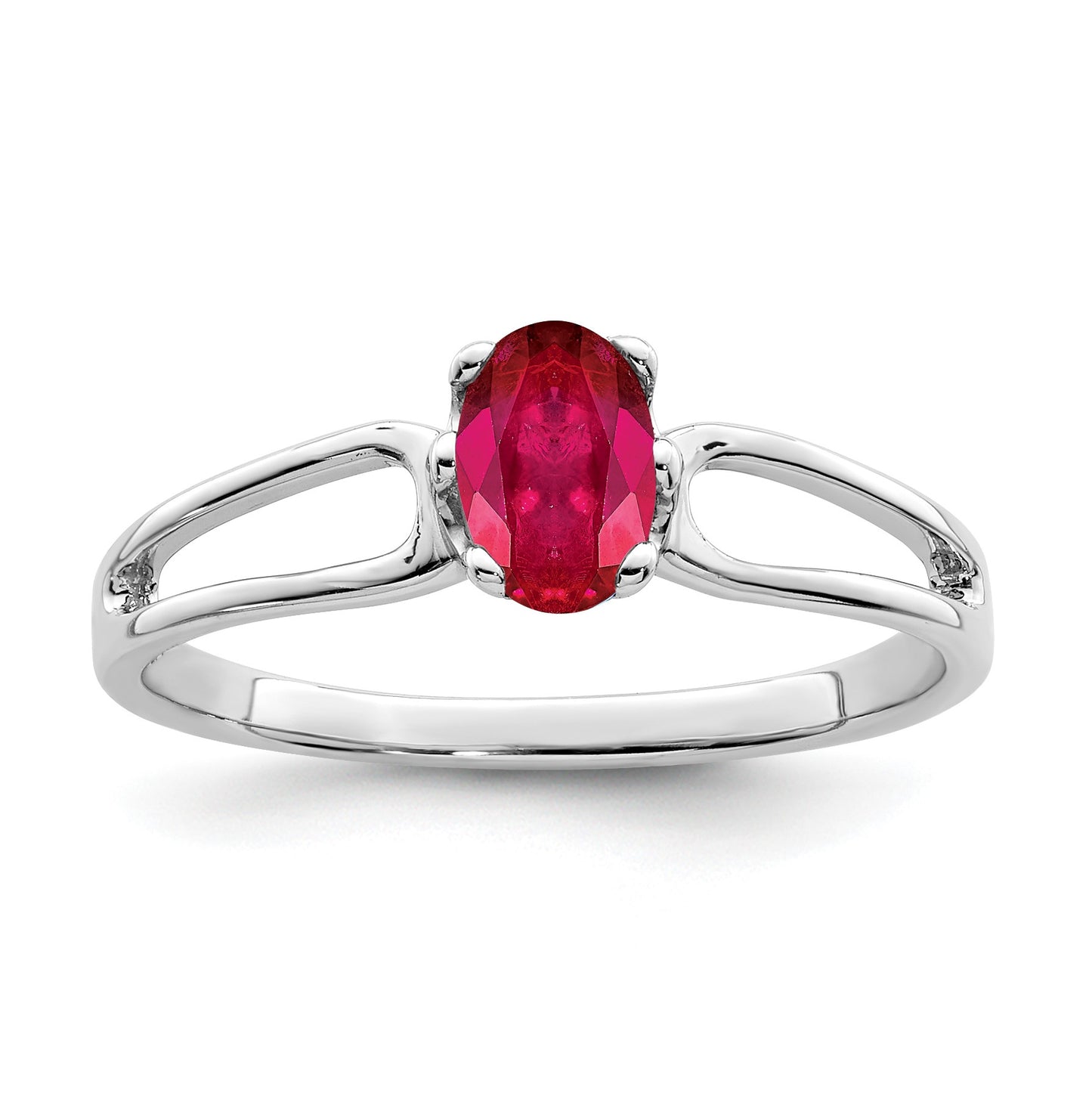 14k White Gold 6x4mm Oval Ruby Ring