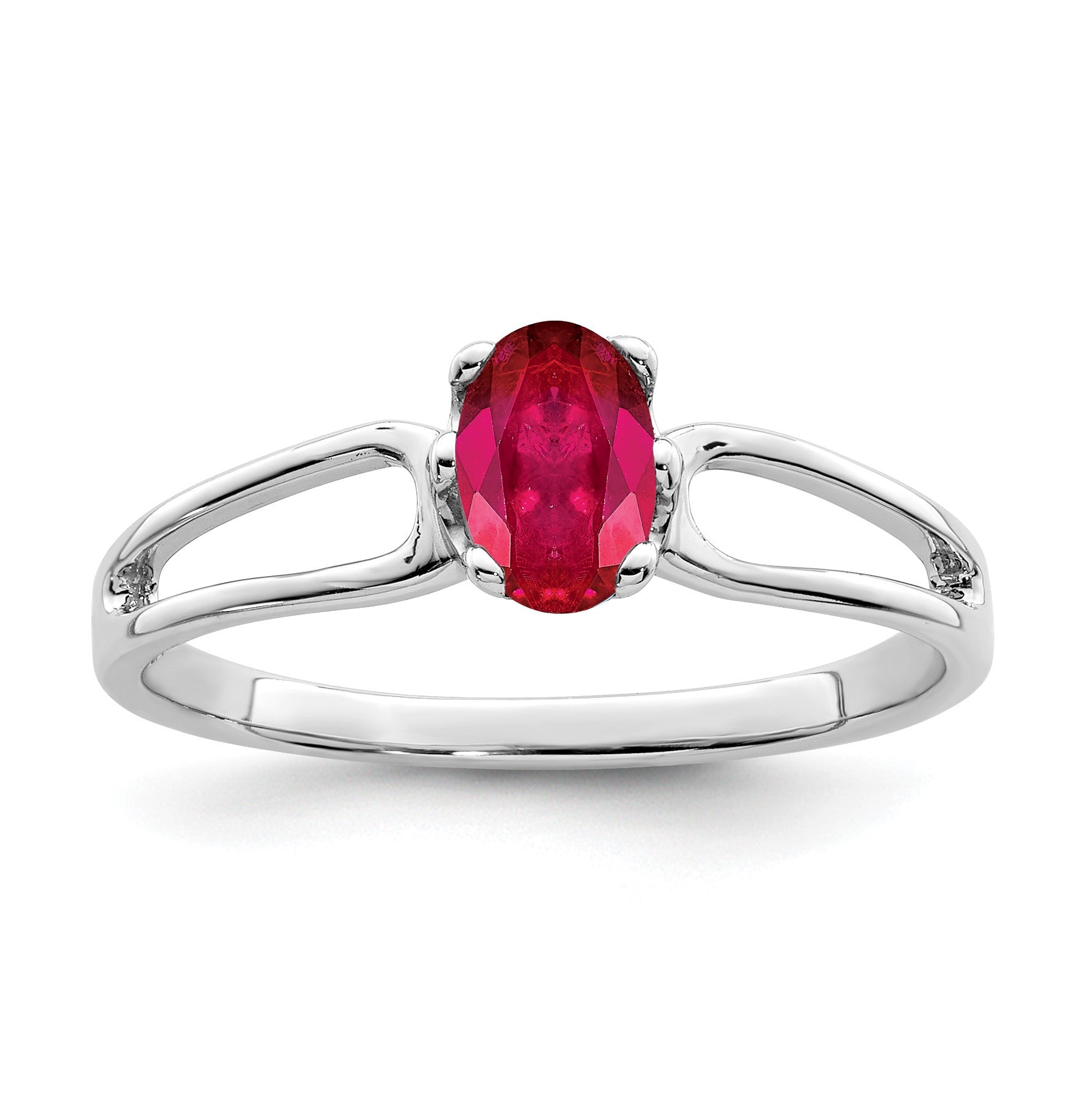 14k White Gold 6x4mm Oval Ruby Ring