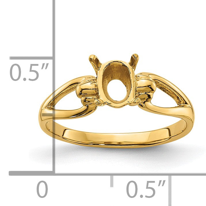 14k Holds 7x5mm Oval Gemstone Ring Mounting