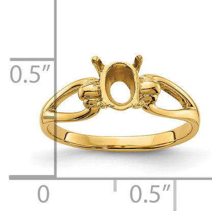 14k Holds 7x5mm Oval Gemstone Ring Mounting