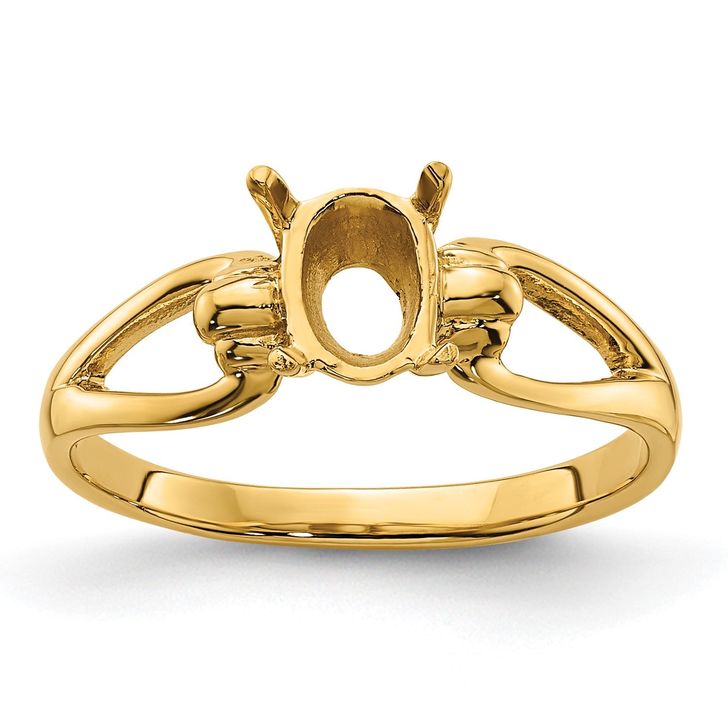 14k Holds 7x5mm Oval Gemstone Ring Mounting