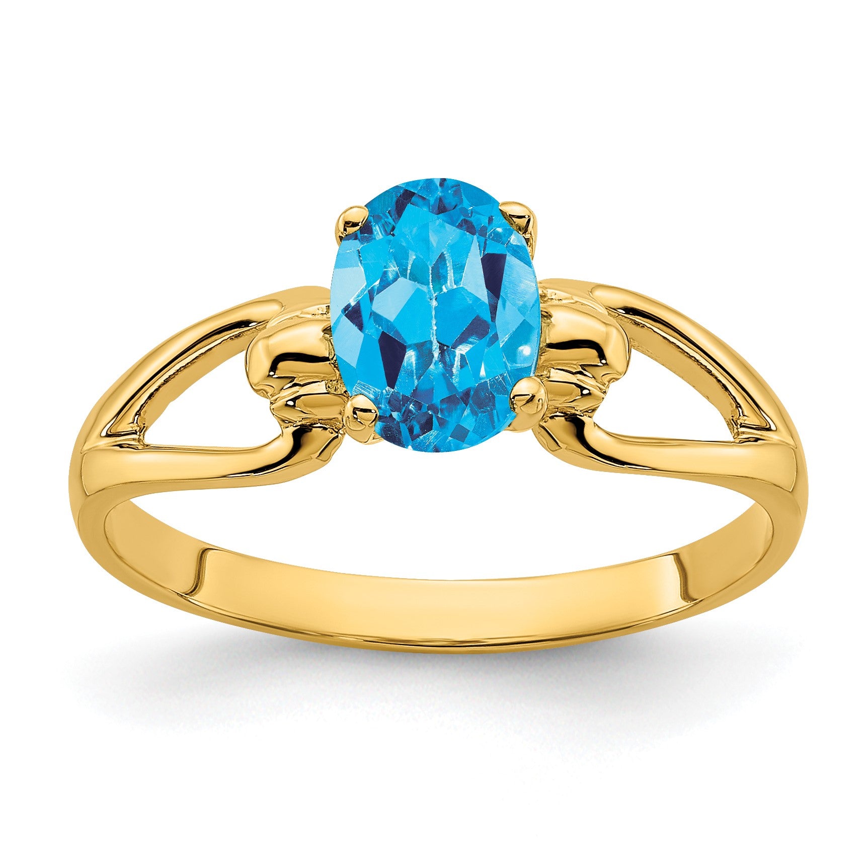 14k 7x5mm Oval Blue Topaz Ring
