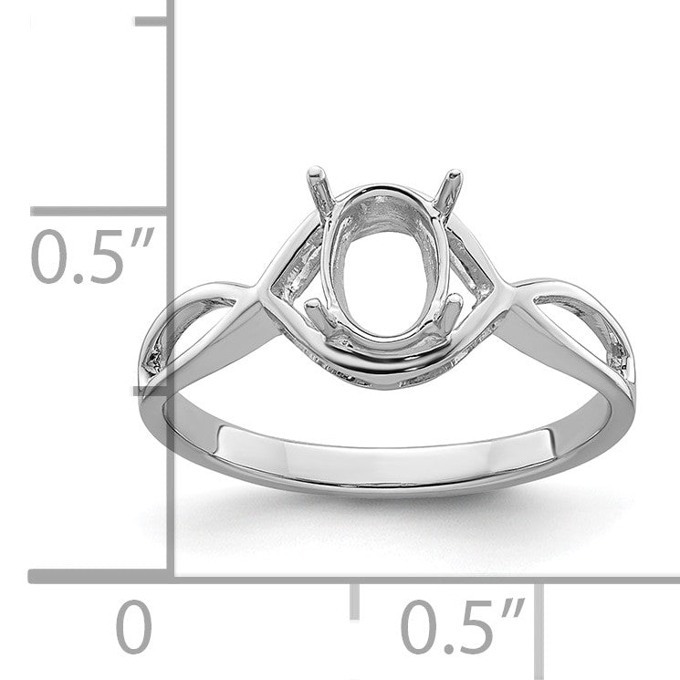 14k White Gold Holds 7x5mm Gemstone Ring Mounting