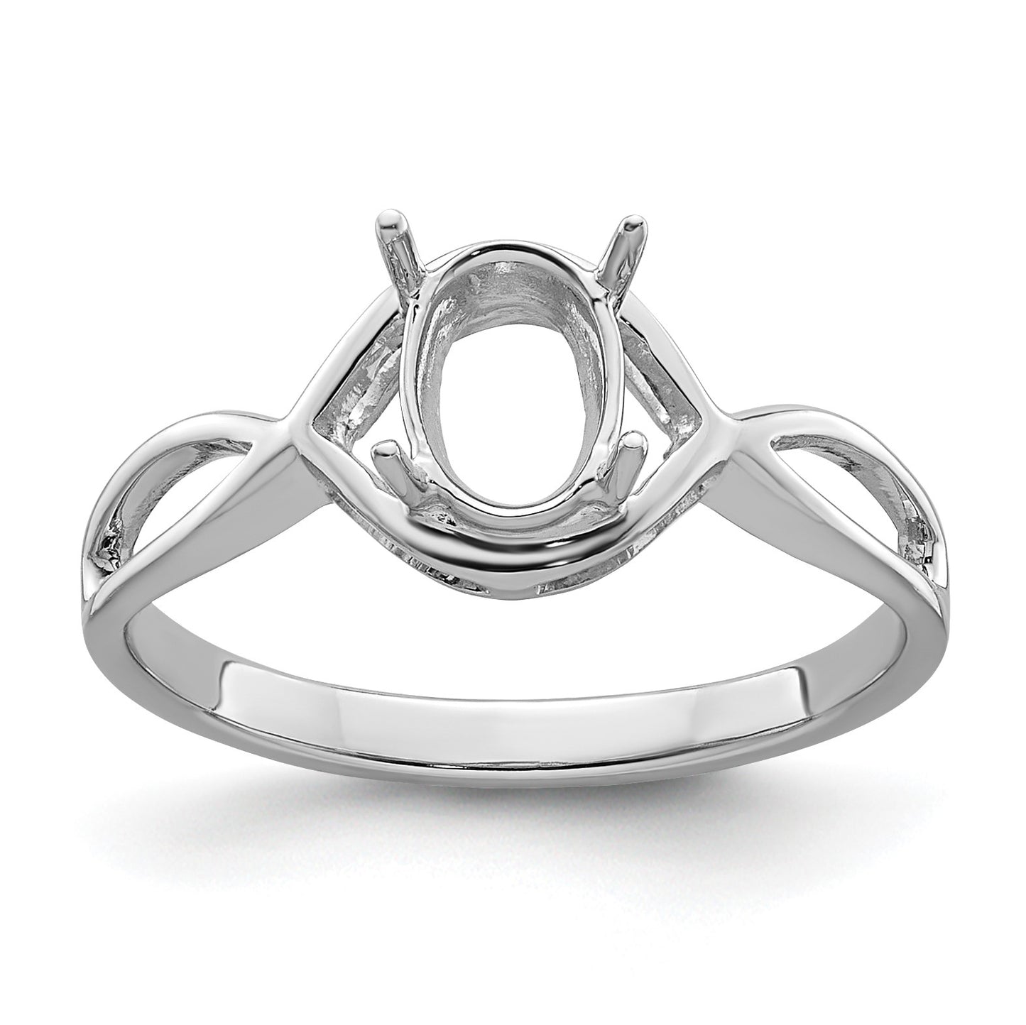 14k White Gold Holds 7x5mm Gemstone Ring Mounting