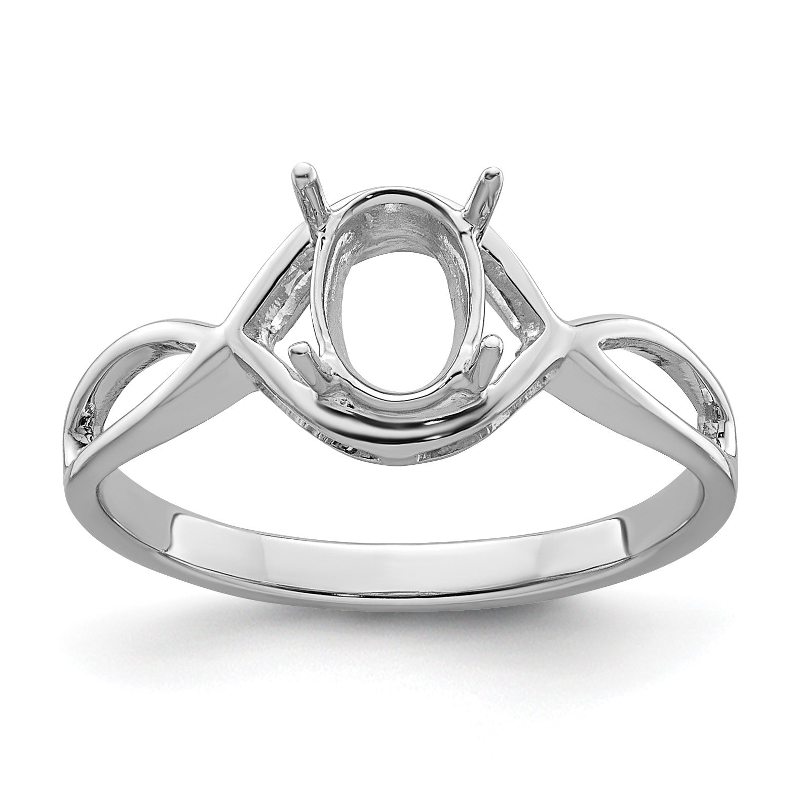 14k White Gold Holds 7x5mm Gemstone Ring Mounting