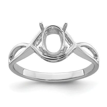 14k White Gold Holds 7x5mm Gemstone Ring Mounting