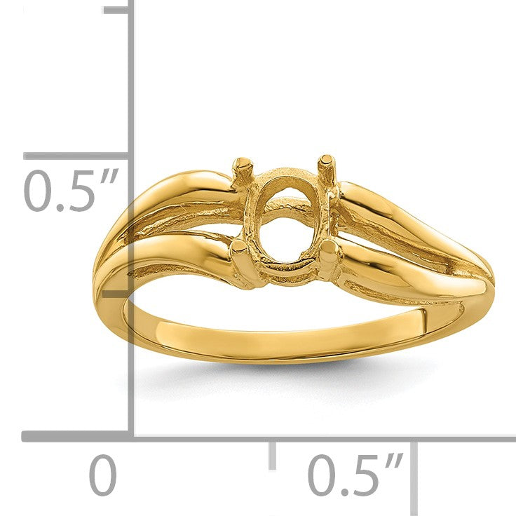 14k Holds 6x4mm Oval Gemstone Ring Mounting