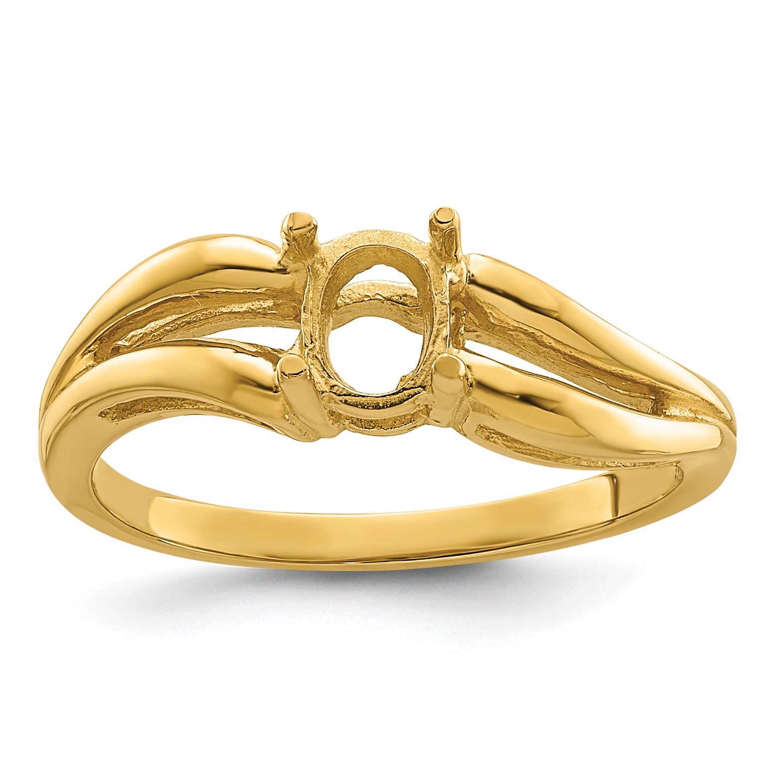 14k Holds 6x4mm Oval Gemstone Ring Mounting