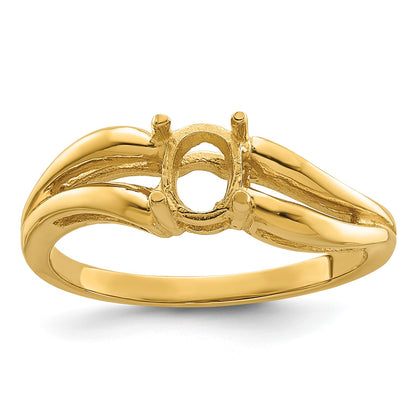14k Holds 6x4mm Oval Gemstone Ring Mounting