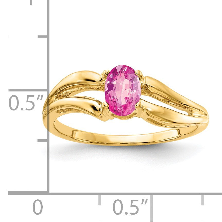 14k 6x4mm Oval Pink Sapphire Ring