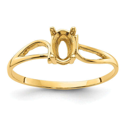 14k Holds 6x4mm Oval Gemstone Ring Mounting