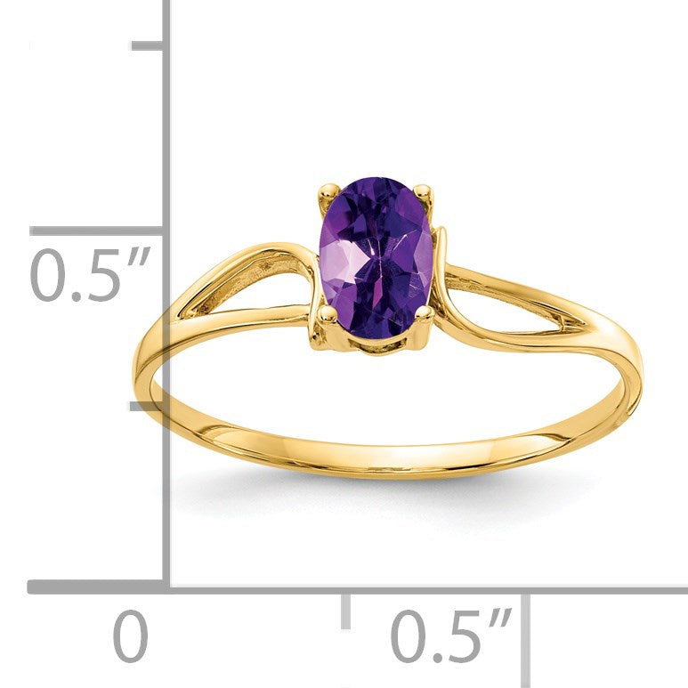 14k 6x4mm Oval Amethyst Ring