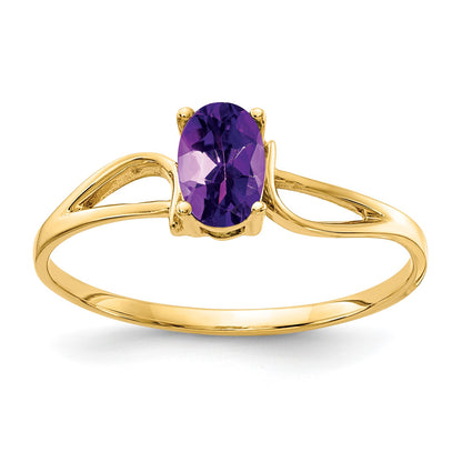14k 6x4mm Oval Amethyst Ring