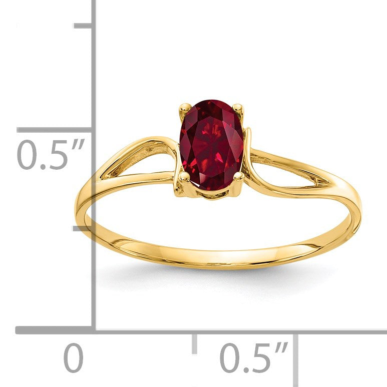 14k 6x4mm Oval Lab-Created Ruby Ring