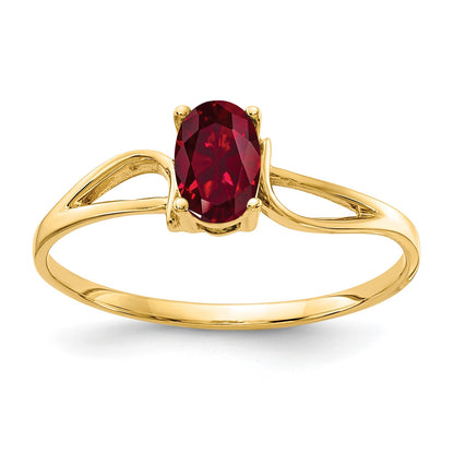 14k 6x4mm Oval Lab-Created Ruby Ring
