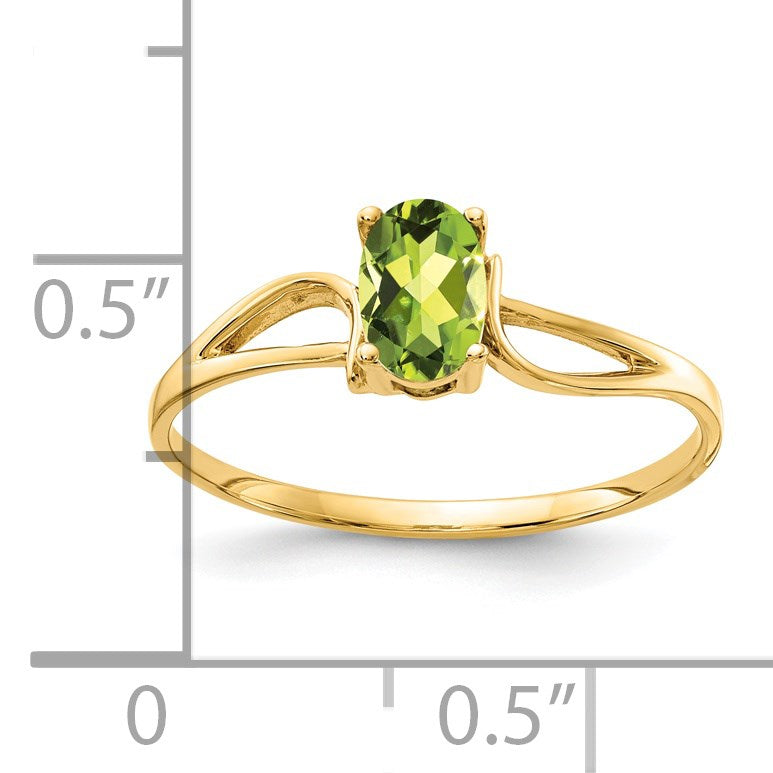 14k 6x4mm Oval Peridot Ring