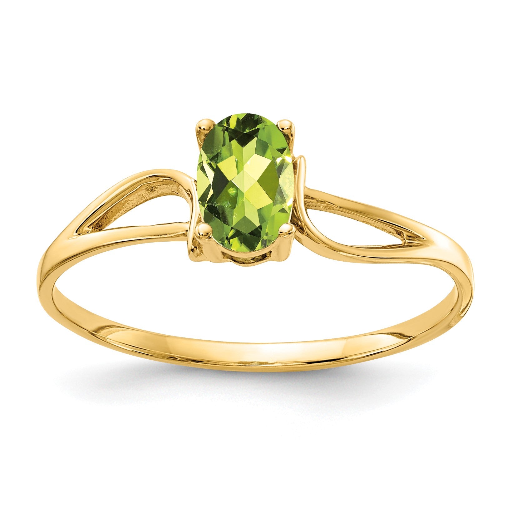 14k 6x4mm Oval Peridot Ring