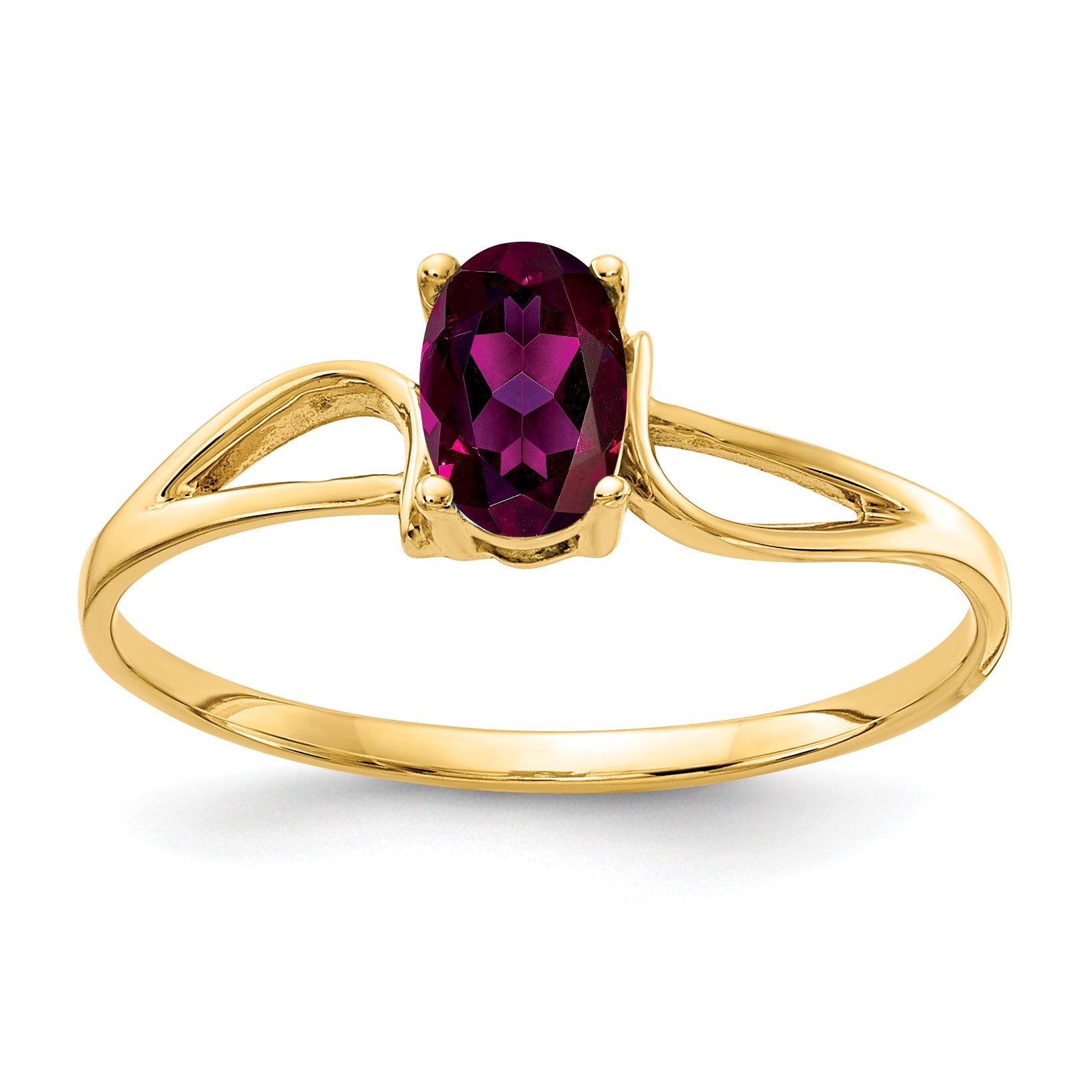 14k 6x4mm Oval Rhodolite Garnet Ring