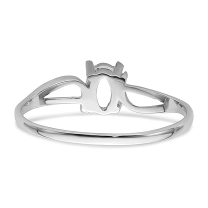 14k White Gold Holds 6x4mm Oval Gemstone Ring Mounting