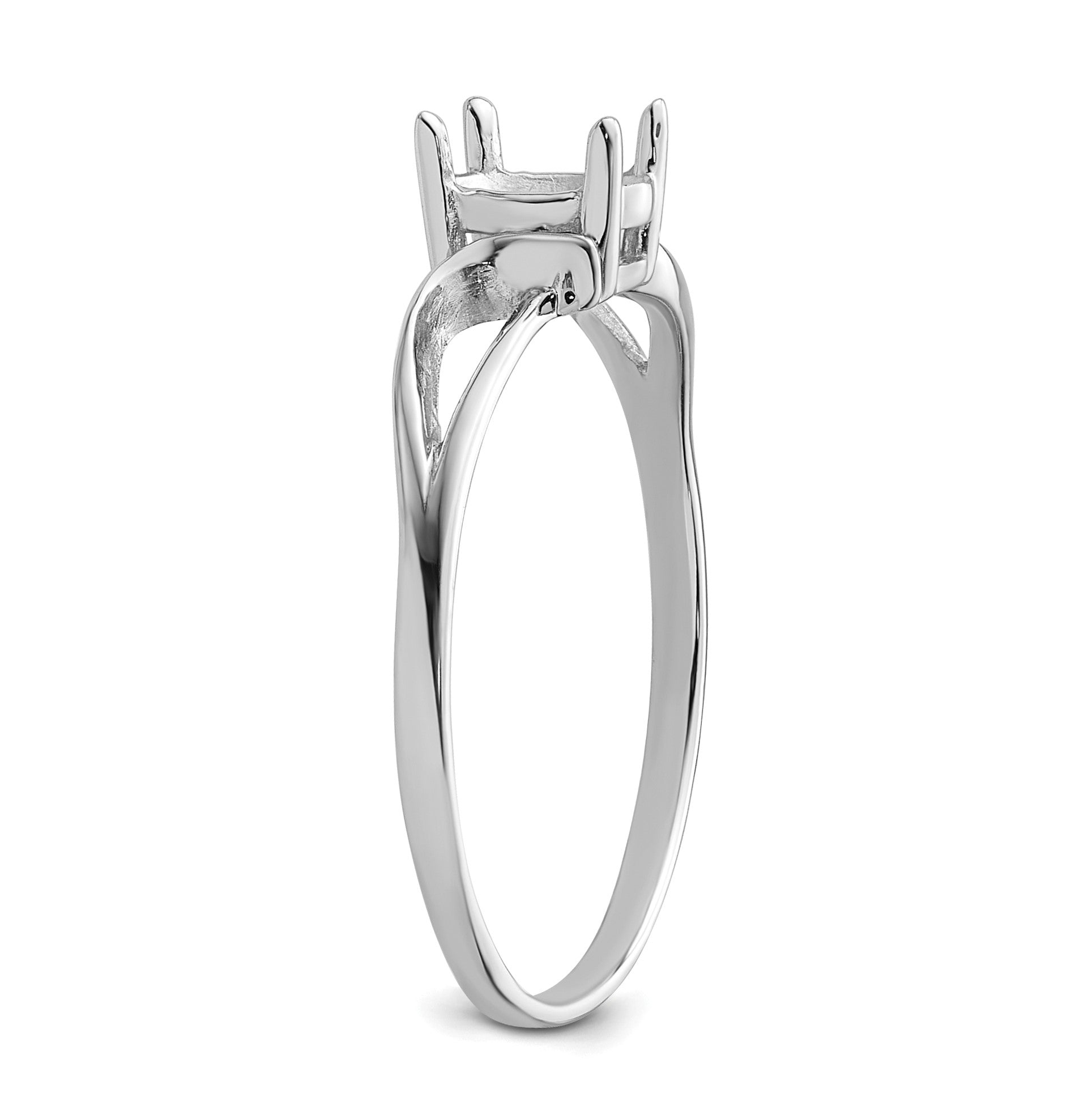 14k White Gold Holds 6x4mm Oval Gemstone Ring Mounting
