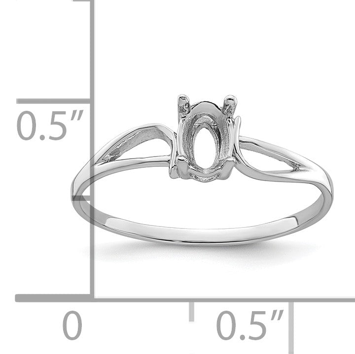 14k White Gold Holds 6x4mm Oval Gemstone Ring Mounting
