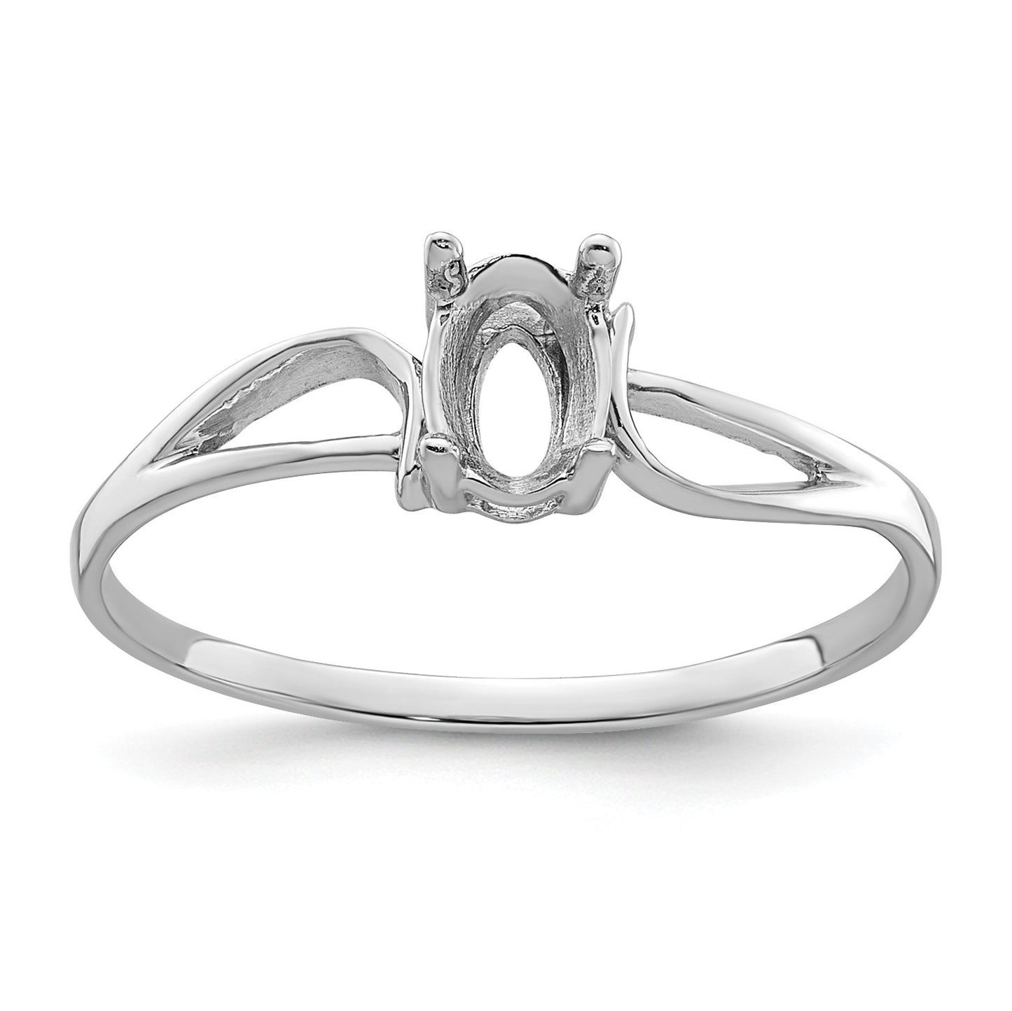 14k White Gold Holds 6x4mm Oval Gemstone Ring Mounting