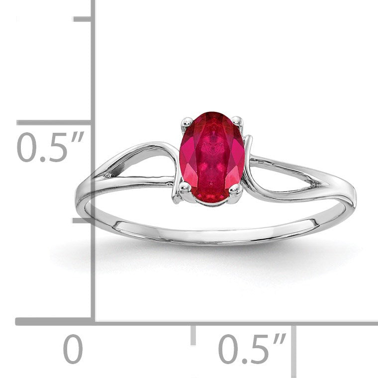 14k White Gold 6x4mm Oval Ruby Ring