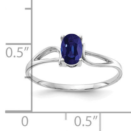 14k White Gold 6x4mm Oval Blue Sapphire Ring