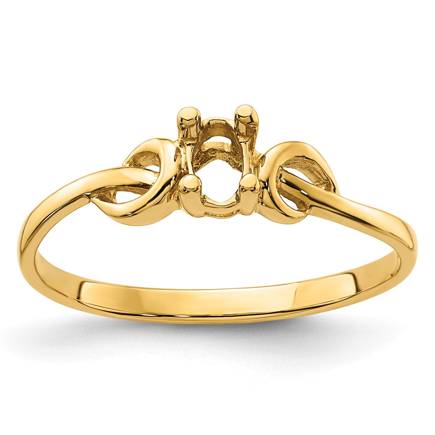 14k Holds 5x3mm Oval Gemstone Knot Ring Mounting