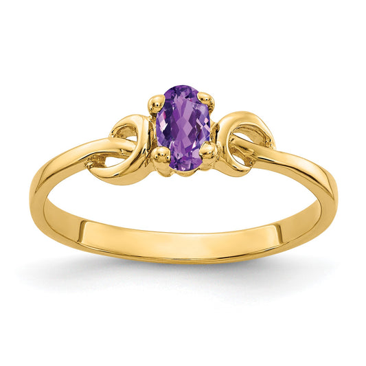 14k 5x3mm Oval Amethyst Knot Ring