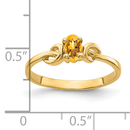 14k 5x3mm Oval Citrine Knot Ring