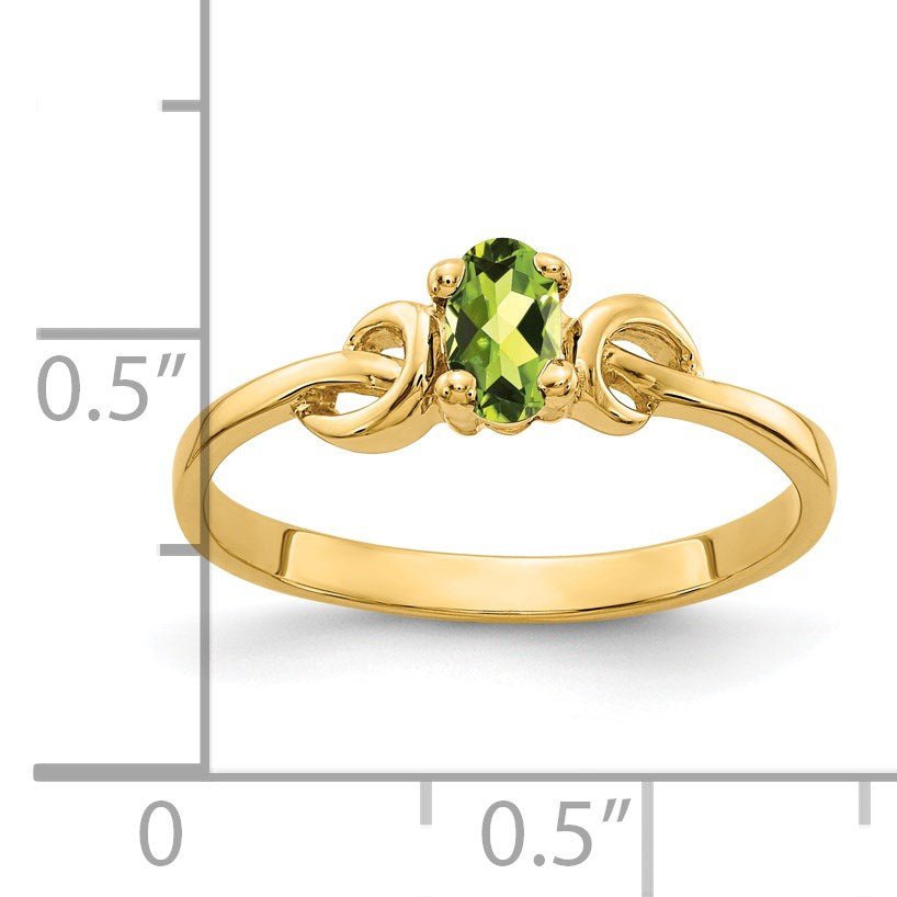 14k 5x3mm Oval Peridot Knot Ring