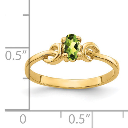 14k 5x3mm Oval Peridot Knot Ring