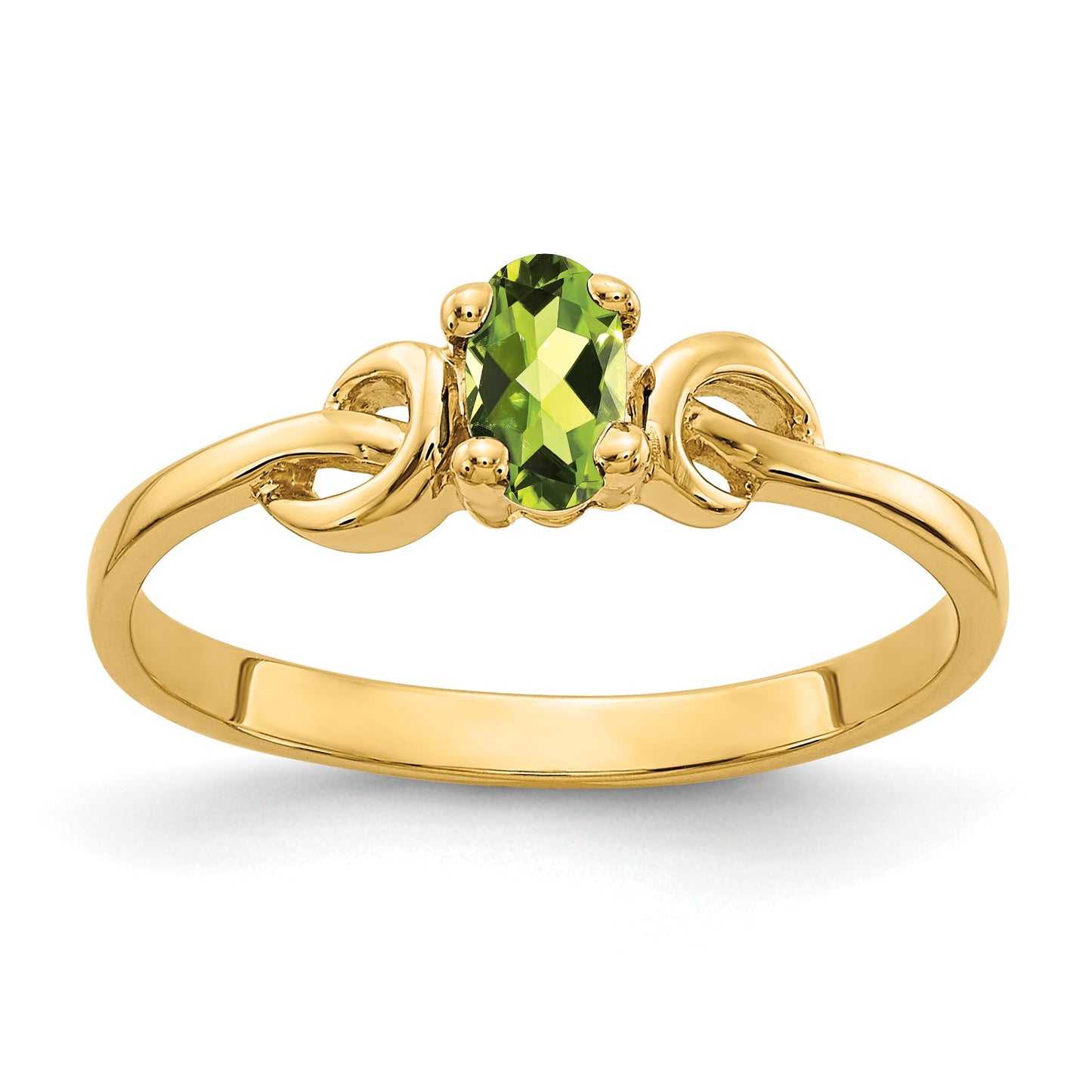 14k 5x3mm Oval Peridot Knot Ring