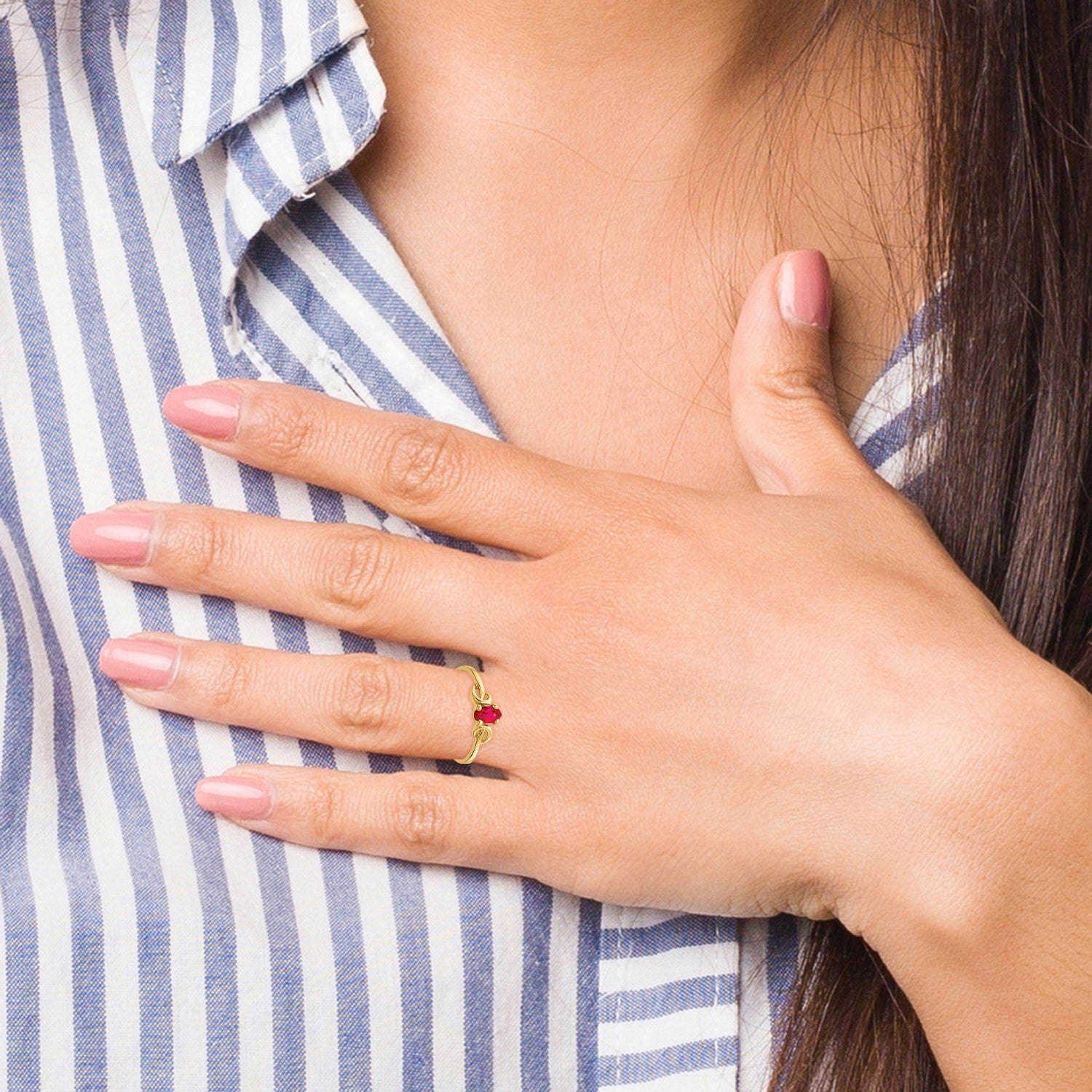 14k 5x3mm Oval Ruby Knot Ring