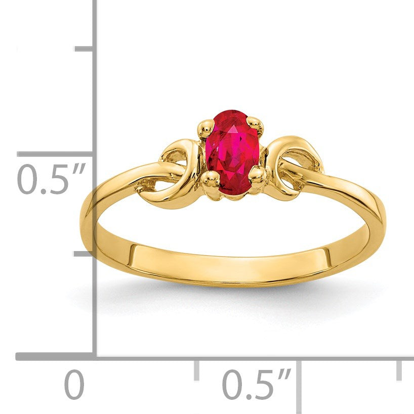 14k 5x3mm Oval Ruby Knot Ring