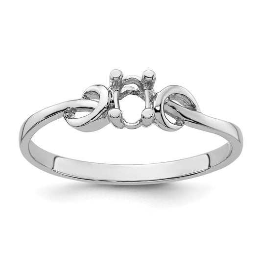 14k White Gold Holds 5x3mm Oval Gemstone Knot Ring Mounting