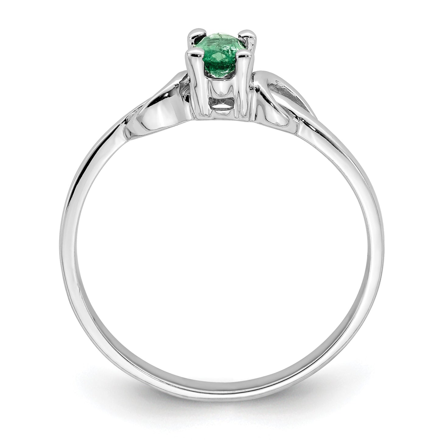 14k White Gold 5x3mm Oval Emerald Knot Ring