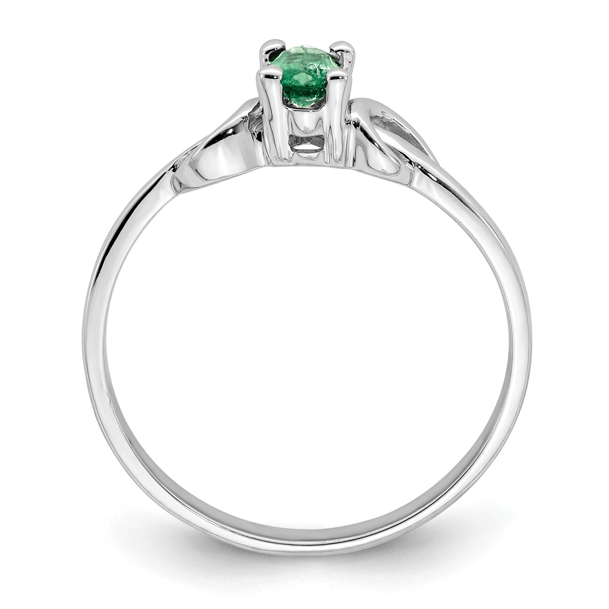 14k White Gold 5x3mm Oval Emerald Knot Ring