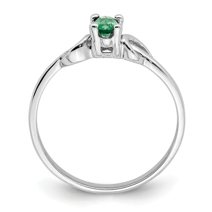 14k White Gold 5x3mm Oval Emerald Knot Ring