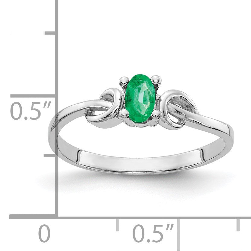 14k White Gold 5x3mm Oval Emerald Knot Ring