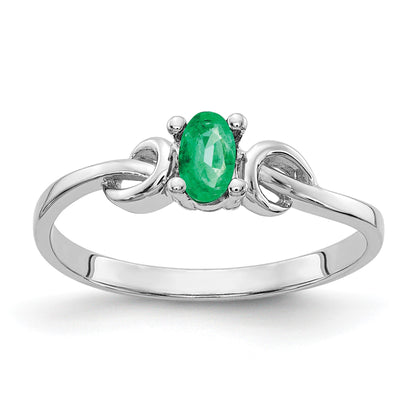 14k White Gold 5x3mm Oval Emerald Knot Ring