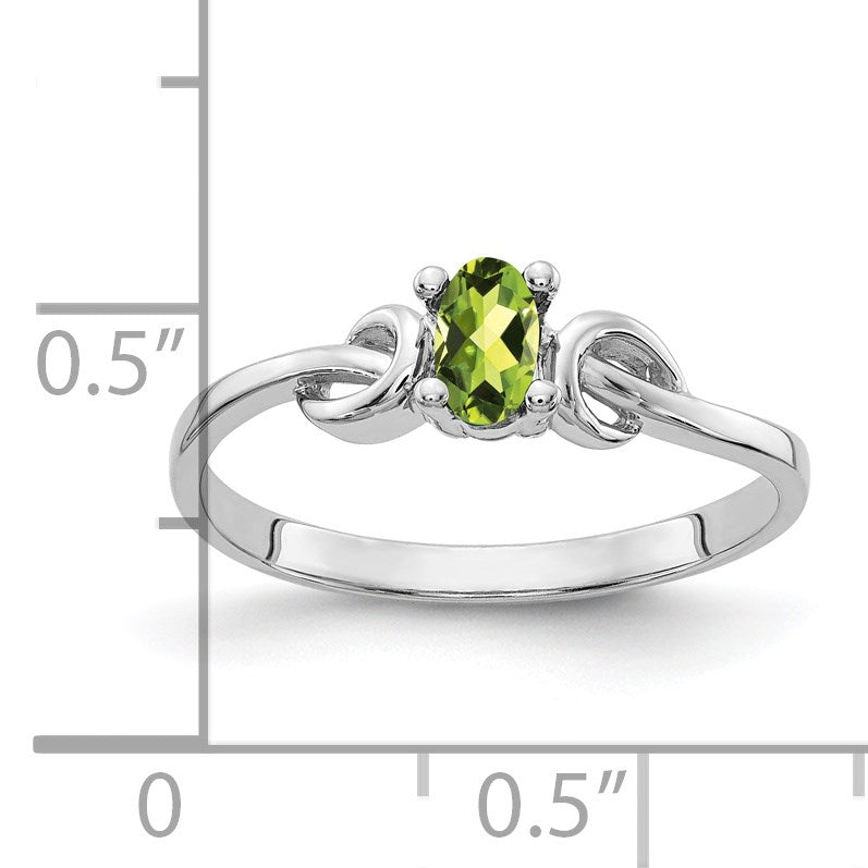 14k White Gold 5x3mm Oval Peridot Knot Ring